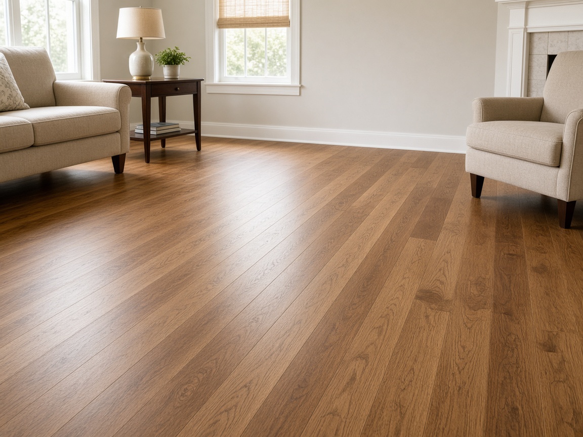 After: dry restored hardwood flooring after water damage cleanup
