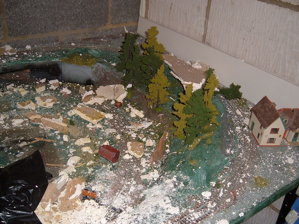 Fallen ceiling debris after a major leak